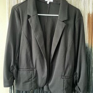 Candie's Black Blazer with Notched Lapels and 3/4 Sleeves